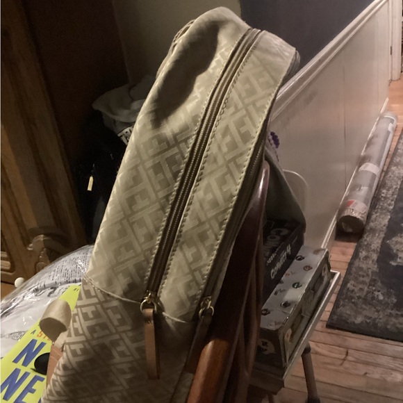 Cream Diamond Pattern Backpack - Picture 3 of 3